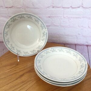 Vintage Blue Floral China Soup Bowls - Set of 4